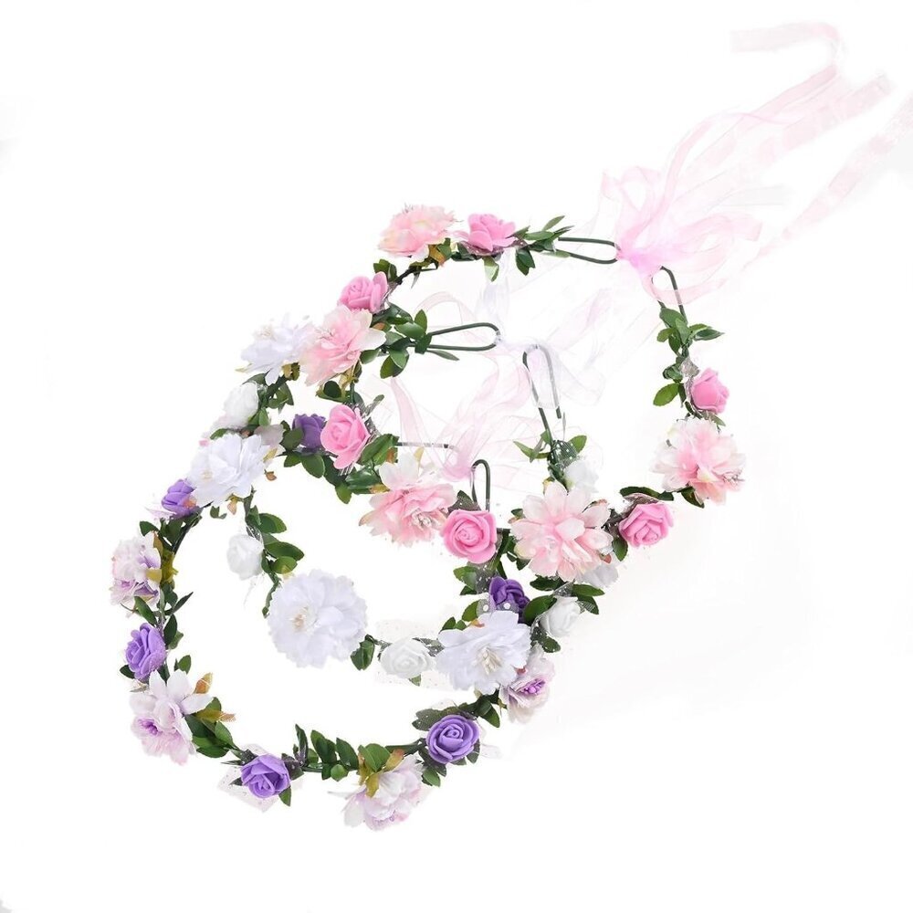 Wedding Hair Wreath Floral Garland Crown Headpiece Adjustable Rose Flower Crown